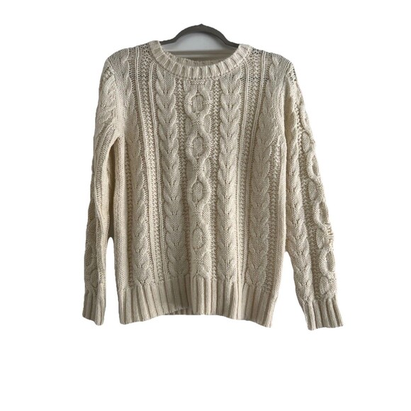 Mak B. by Mak Women Beige Knit Pullover Sweater Size M Fisherman - Picture 1 of 5